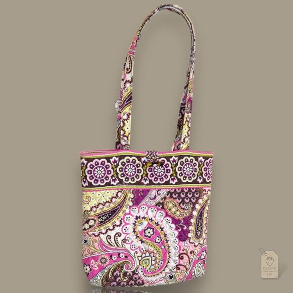 Vera Bradley Handbags - Vera Bradley Quilted Tote Bag Paisley Floral Pink Brown Yellow